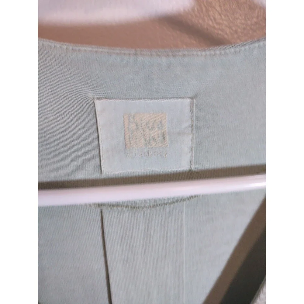 Blue Fish Sz 1 Teal Button Shirt Vintage Hand Painted Art to Wear VTG Organic - Picture 6 of 14